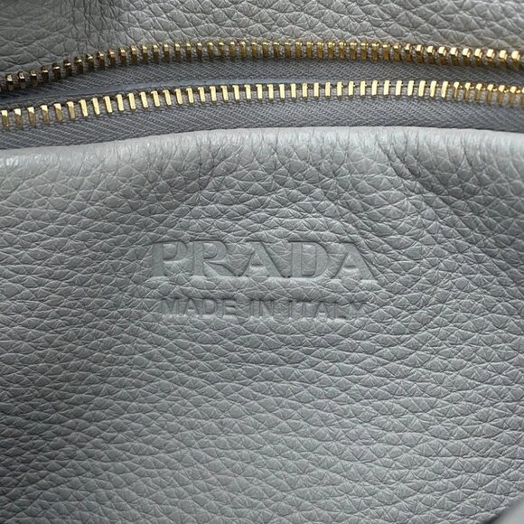 PRADA Punching logo Tote Bag Size Small Leather Gray - Picture 14 of 16